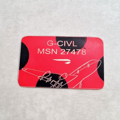 Engraved G-CIVL MSN 27478 Skin Tag