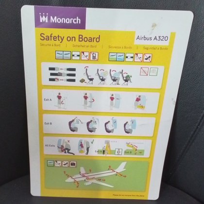 Airbus A320 Monarch safety card